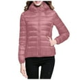 thumbnail image 4 of felwors Women's Ultralight Packable Hooded Down Jacket Puffer Down Coats Pink, XXXXL, 4 of 6