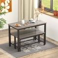thumbnail image 3 of Aukfa Dining Table Set for 4, Rectangular Kitchen Table W/ 2 Benches for Small Space,Gray, 3 of 8
