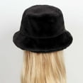 thumbnail image 5 of Xfvqtps Womens Bucket Hat Fluffy Plush Faux Fur Fuzzy Solid Color Simplicity Thick Coldproof Warm Outdoor Fall Winter Fishing Hat Black, 5 of 5