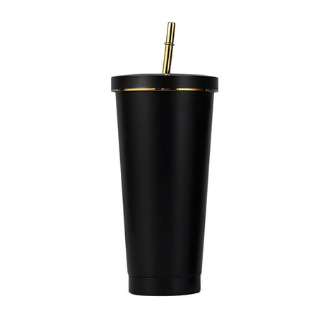 

JUYDhdh Glass&Bottle Glass Bottles with Lids Kitchen Home Double Layer Stainless Steel Portable Edged Insulation Cup Creative Straw Cup Durable Paint 500ML