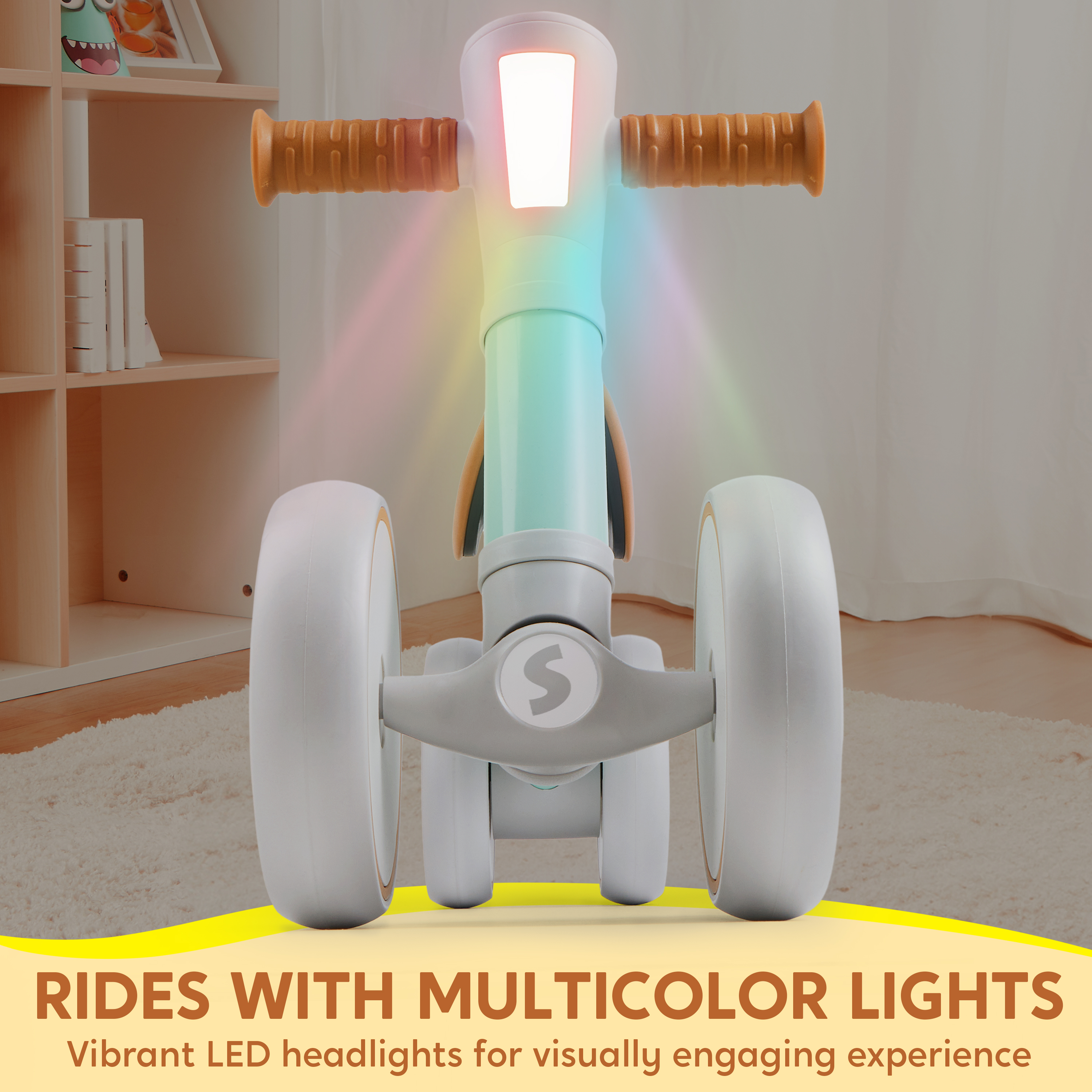 SYNCFUN 4-Wheel Baby Balance Bike with LED Lights, Blue photo 8