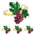 thumbnail image 1 of servilleteros de uva morada con hojas verdes para fiestas de invierno, bodas y decoración de mesa navideña, 1 of 7