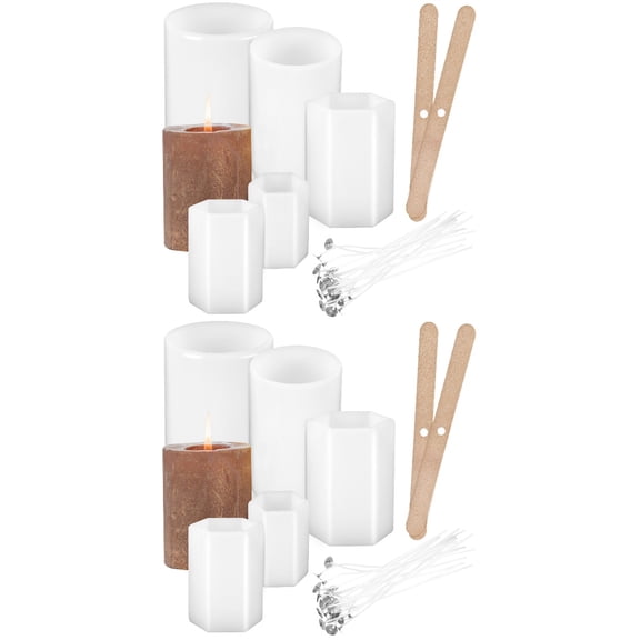 MERRYHAPY Pillar Candle Moulds Set, Silicone, White, for DIY Use, Easy Demolding, 2Sets