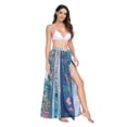 thumbnail image 2 of FORMRS Womens Long Sarong Beach Wrap Semi-Sheer Bikini Skirt Bathing Swimsuit Cover Up, Blue Sea, 2 of 7