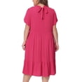 thumbnail image 4 of DARING DIVA Women's Plus Size Tie Back Boat Neck Midi Length Dress 1X Hot Pink, 4 of 6