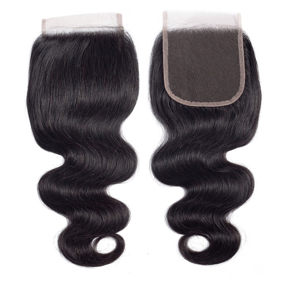 Vonar Hair Brazilian Body Wave 3 Bundles with Closure (14 16 18+12 Inch) Unprocessed Human Hair Bundles with Closure Brazilian Body Wave with Closure Free Part Natural Color