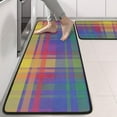 thumbnail image 2 of Kitchen Rugs Sets Of 2,Multi Color Plaid Checkered Pattern Anti Fatigue Kitchen Mat Rugs Non Slip Washable,Decorative Kitchen Floor Mats for Kitchen,Sink,Laundry,17"x47"+17"x47", 2 of 5