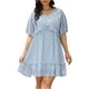 thumbnail image 2 of Puntoco Vestido De Manga Corta Con Cuello En V, Mujer Verano Estampado Talla Grande Suelto Azul Claro Xxxxl, 2 of 9