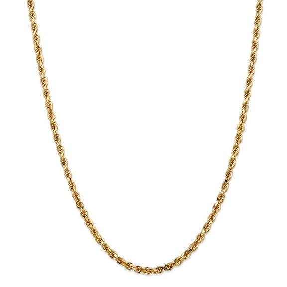14K Yellow Gold necklace Rope chain Diamond-cut 18 in 4 mm