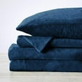 thumbnail image 2 of Micro Fleece Extra Soft Cozy Velvet Plush Sheet Set. Deluxe Bed Sheets with Deep Pockets. Velvet Luxe Collection (Full, Denim Blue), 2 of 5