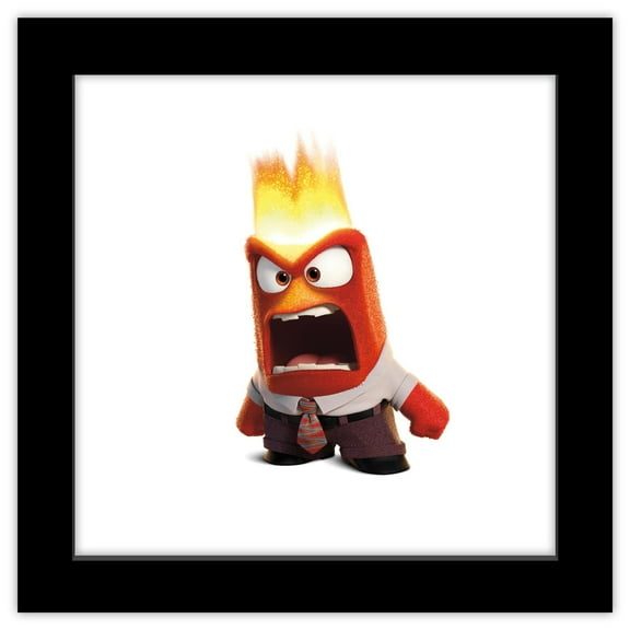 Gallery Pops Disney Inside Out 2 - Anger Character Wall Art, Black Framed Version, 12" x 12"
