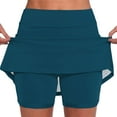 thumbnail image 2 of FAOWME Women's Skirts With Pockets High Waist Solid Color Comfortable Breathable Fitness Yoga Skirt Built In Shorts For Sports Activities,Navy,L, 2 of 5
