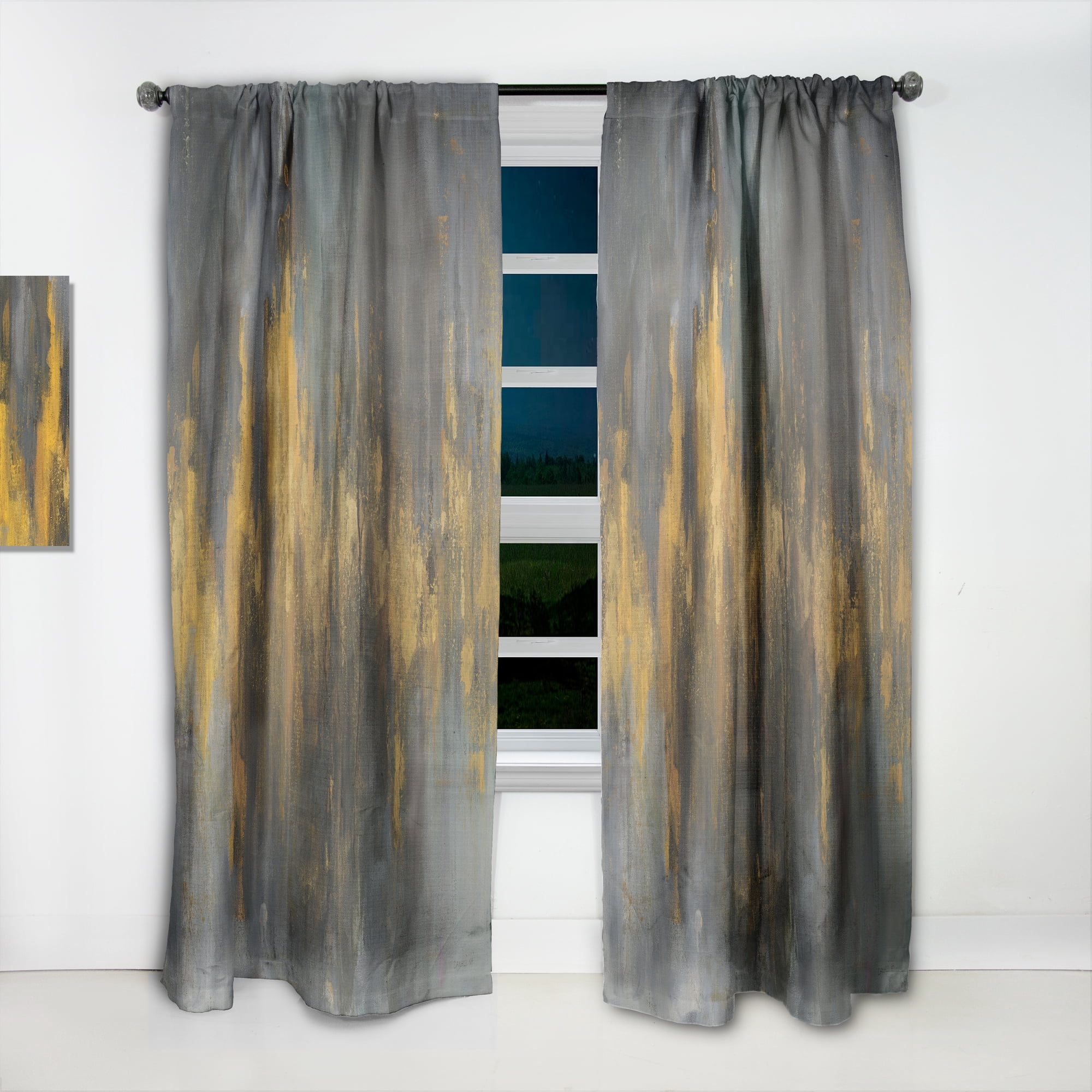 Designart 'Gold and Black Glam Abstract' Modern & Contemporary Curtain Panel