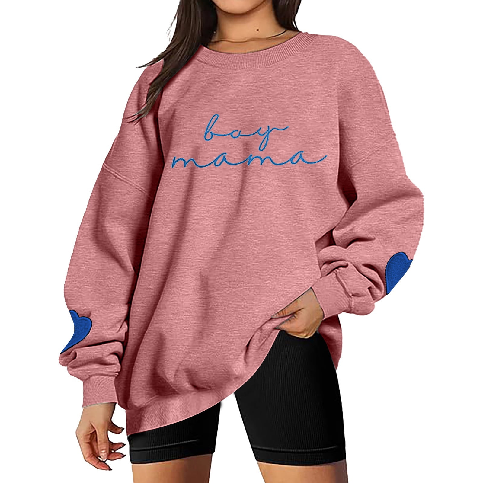 Ladies Mom Sweatshirt Mom Embroidered Round Neck Long Sleeve Funny Mom Letter Print Pullover Top Hoodies Women Zipper Decorative Sweatshirt Outfits Women Zip up Women Athletic Active Women Comfortable