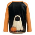 thumbnail image 5 of Godom Women's Halloween Long Sleeve V Neck Shirt Funny Graphic Top Fall Casual Loose Holiday T-Shirt, 5 of 7