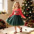 thumbnail image 2 of Rhuody Girls' Dresses Long Sleeve Cartoon Prints Tulle Formal Dress Round Neck Holiday Party Princess Ball Gown Simple Wear, 2 of 9