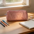thumbnail image 7 of Lksixu Simple Pencil Pouch, Large Capacity Solid Color Pencil Case with Color-Blocking Zipper, Aesthetic Stationery Organizer, Lightweight & Spacious Pencil Bag, Portable Travel Makeup Bag, 7 of 7