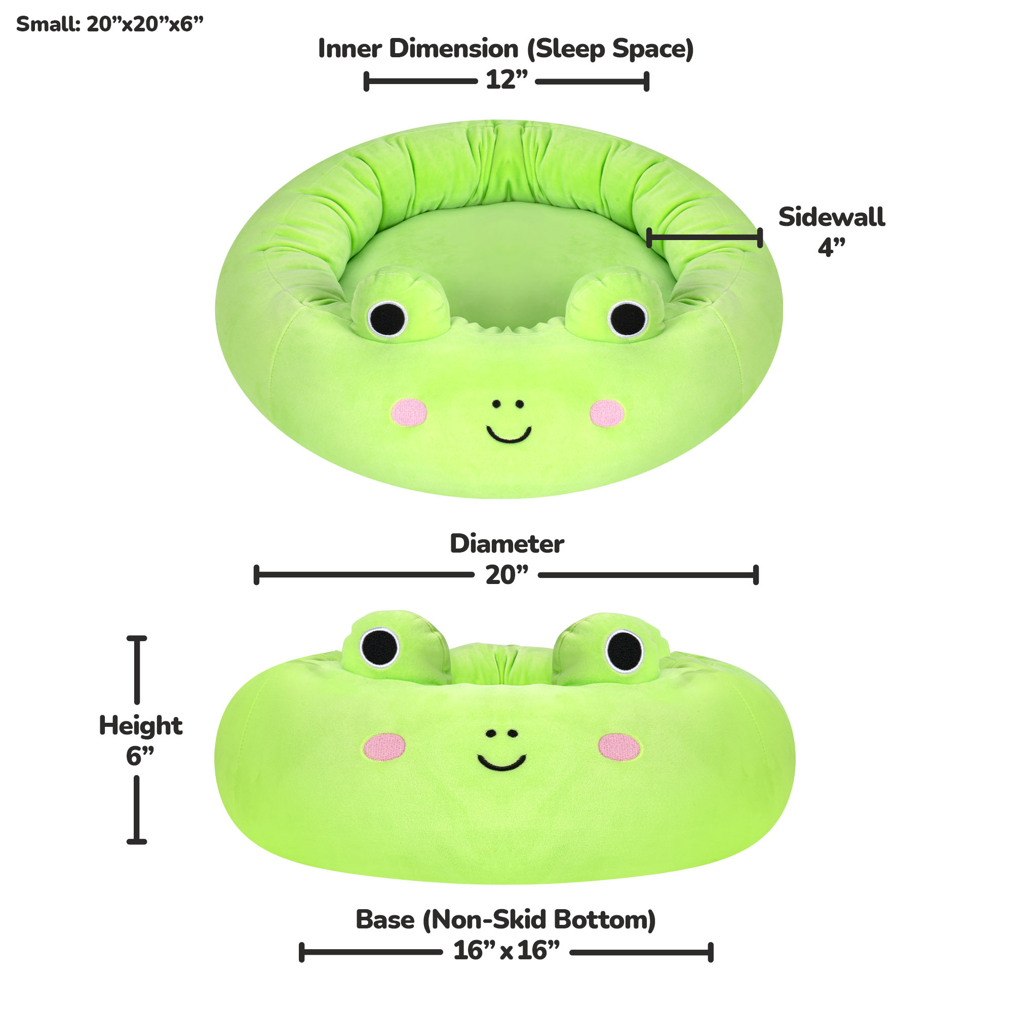 Squishmallows 20 inch Green Frog Pet Bed - Small Ultra Soft Plush Pet Bed
