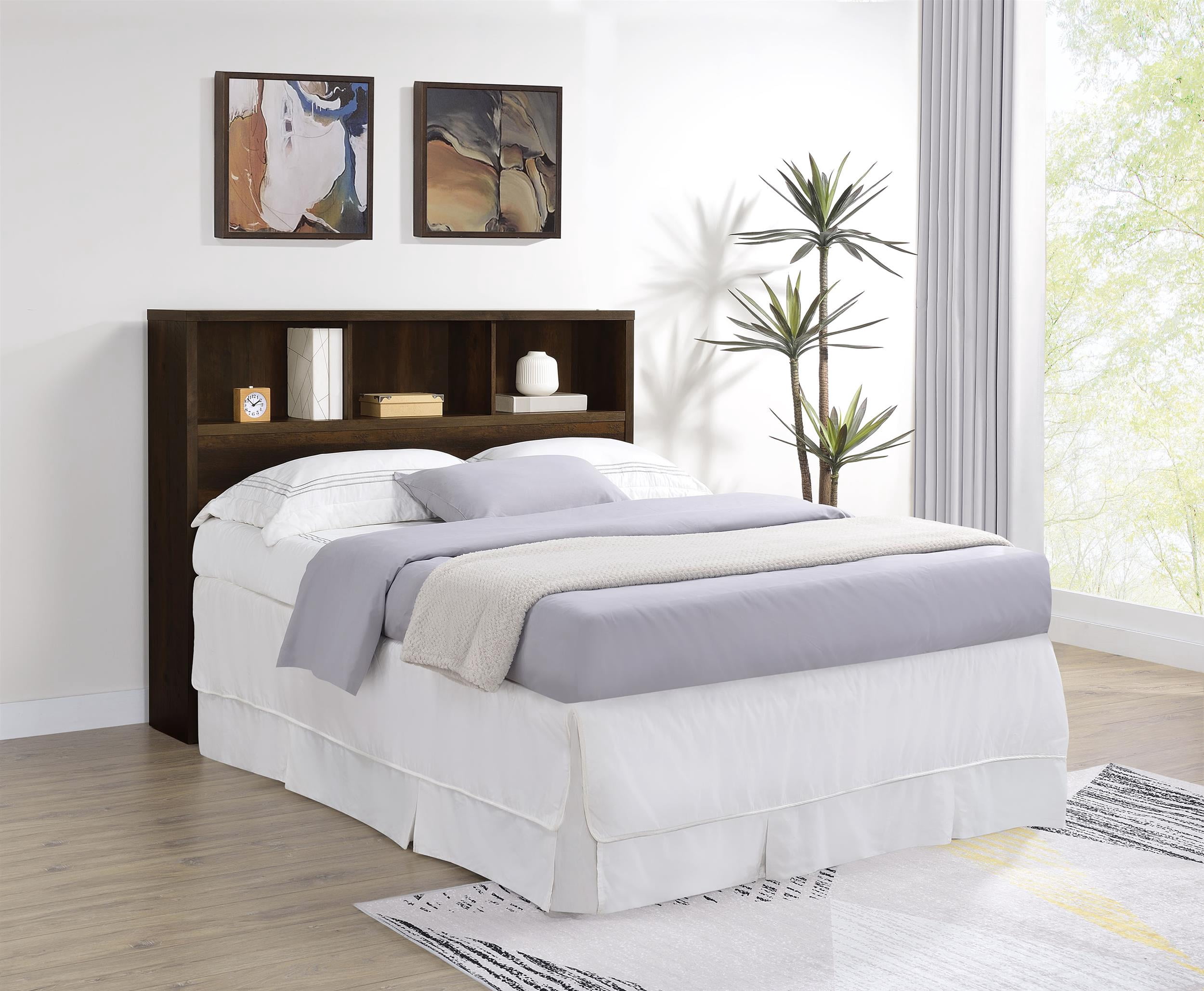 Westpark 49-inch Queen Bookcase Headboard Dark Pine
