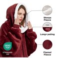 thumbnail image 6 of Cozy Comfort Wearable Blanket Hoodie, Sherpa Hoodie Blanket with Giant Pocket, Warm&cozy, Oversize, Burgundy, 6 of 6