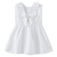 thumbnail image 3 of WOLLED Little Girls Summer Cotton Dresses Kids Baby Solid Color Sleeveless Casual Dress for 1-6t Toddler Doll Collar Party Princess Dress Sundress, 3 of 9