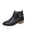 02#Black, variant on Womens Autumn Winter Chelsea Boots Pointed Toe Croc Embossed Upper Side Buckle Low Heel Ankle Booties