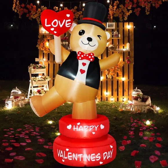 Oso giratorio B&D de Valentine Inflatables de 6 pies con LED para exteriores