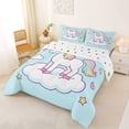 thumbnail image 2 of Metsweet Cute Rainbow Unicorn King Size Comforter Sets 3pcs, Stars Love Heart Print Comforters King Size, Blue White,1 Comforter and 2 Pillowcases, 2 of 6