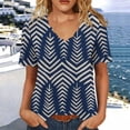 thumbnail image 6 of VBVC Women's Scallop V-Neck Short Sleeve T-Shirt,Ombre Print Casual Loose Fit Blouse For Women,Ladies Lightweight Summer Floral Gradient Top,Navy,S-5XL, 6 of 7