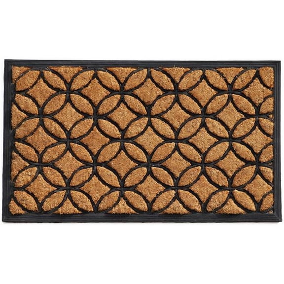 HomeRoots 632519 24 x 36 in. Black & Natural Geometric Outdoor Coir & Rubber Door Mat