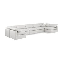 Meridian Furniture Indulge 234" Cream Vegan Leather U-Shaped Modular Sectional