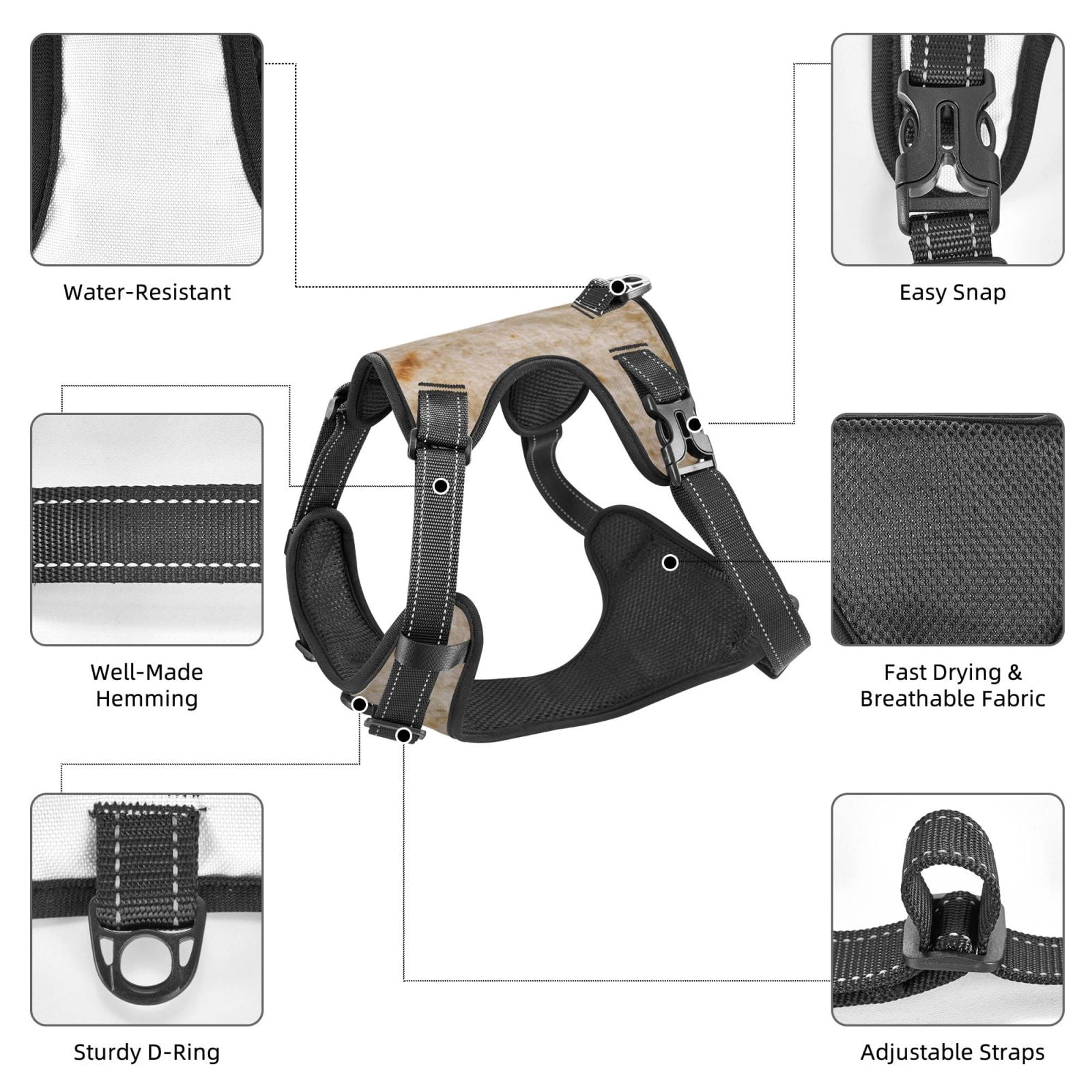 Vsdgher Tortilla Dog Harness, No-Pull Pet Harness, Dog Vest, Pet Vest for Small to Large Dogs-Large