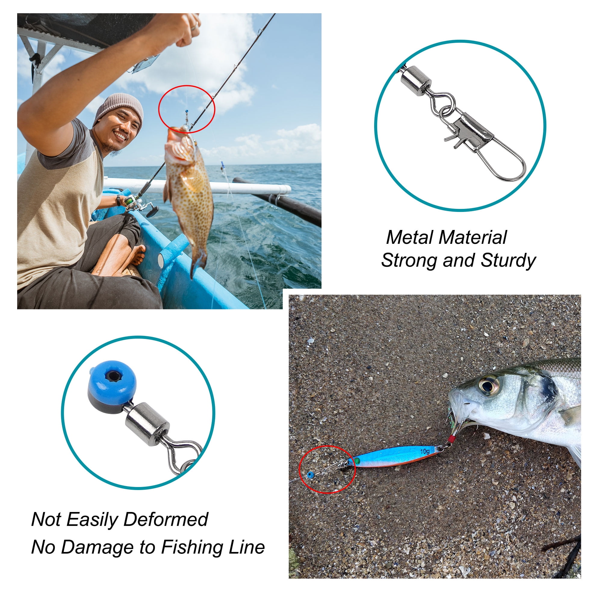 10PCS Fishing Swivels Snap Swivels Barrel Swivels with Interlock Snap, Blue  Plastic Ball Bearing Swivels Fishing Saltwater Freshwater 