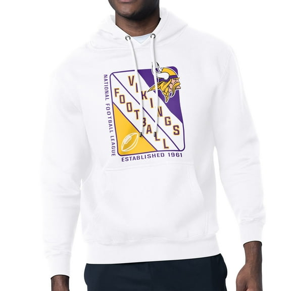 Men's Starter White Minnesota Vikings Shield Logo Pullover Hoodie