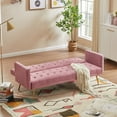 thumbnail image 3 of SYNGAR Couches for Living Room, Velvet Upholstered Convertible Sofa Bed with Armrests, Metal Legs, Adjustable Backrest, Mid Century Futon Sofa and Couch for Home Apartment Living Room, Pink, 3 of 10