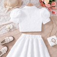 thumbnail image 4 of VONCOS Girls' 8 - 9 Years Big Size Fashion Classic Fit V Neck Short Sleeve Blazer and A - Line Skirt Two - piece Set,White,Size 10T, 4 of 9