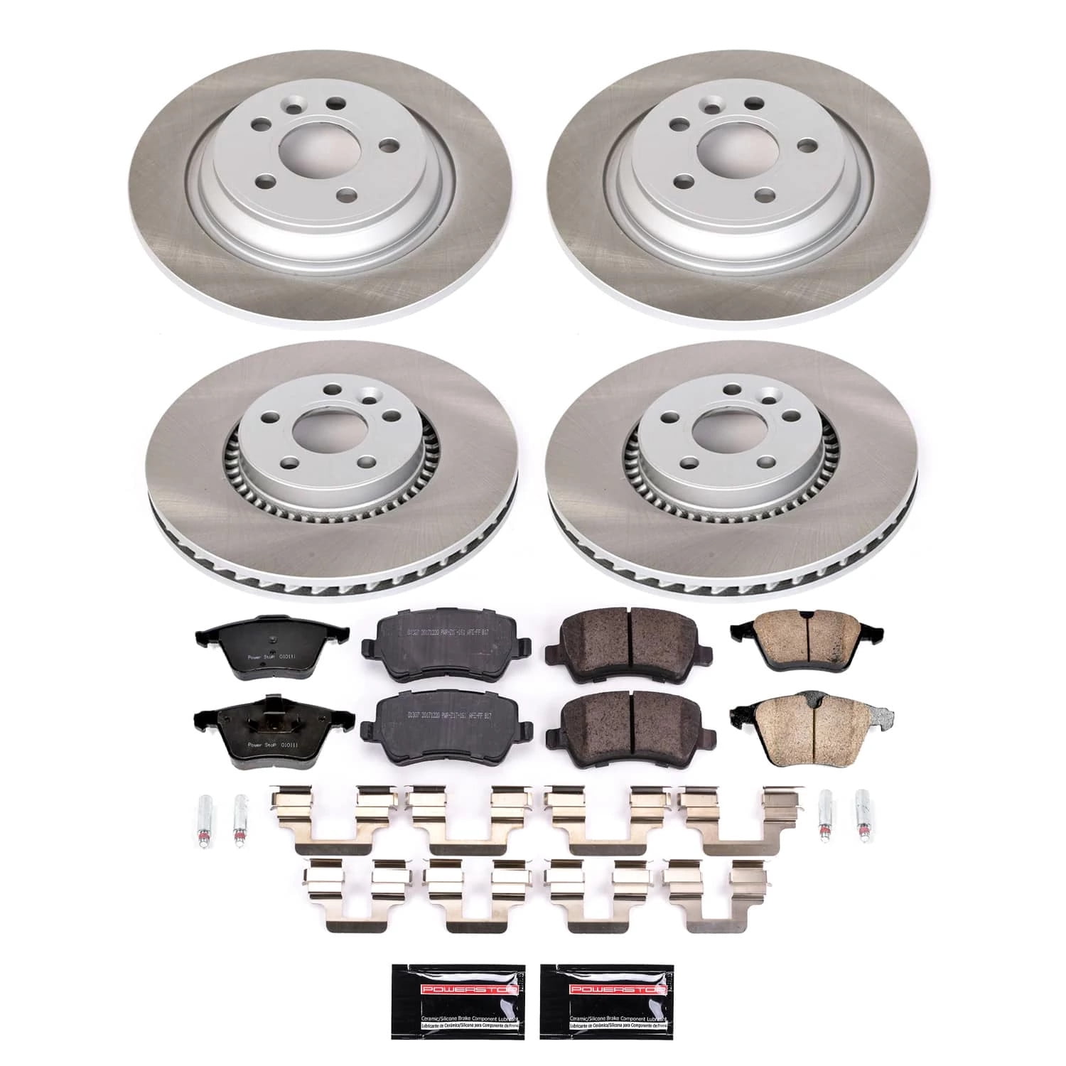 PowerStop Front and Rear Semi-Coated Rotor and Low-Dust Ceramic Brake Pad Kit SC4121
