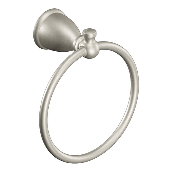 Moen Y3186BN Wall-Mount Towel Ring, in Brushed Nickel — Concealed-Screw Mount, Coordinated Bath Collection