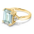 thumbnail image 4 of Gem Stone King 5.59 Ct Octagon Sky Blue Simulated Aquamarine 18K Yellow Gold Plated Silver Ring, 4 of 6
