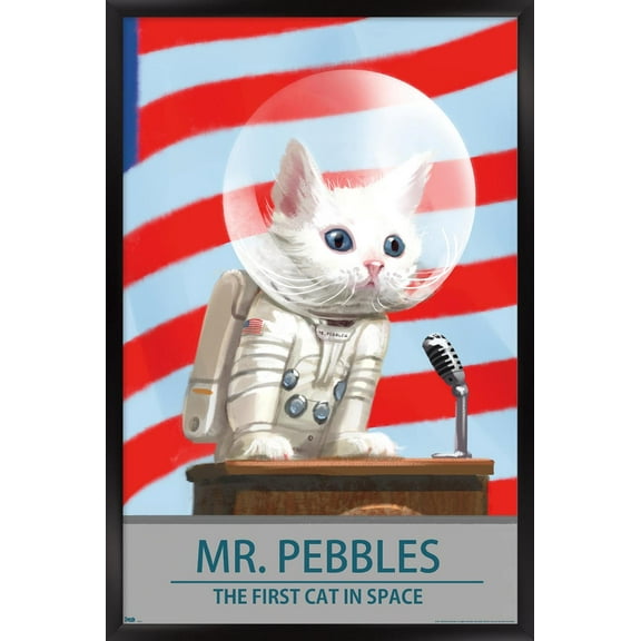 Fallout 4 - Mr. Pebbles - The First Cat In Space Wall Poster, 22.375" x 34" Framed