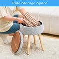 thumbnail image 4 of Storage Ottoman Velvet Round Vanity Stool Tray Top Modern Foot Stool with Wood Legs Multifunctional Upholstered Foot Ottoman Rest for Living Room, Bathroom, 4 of 17
