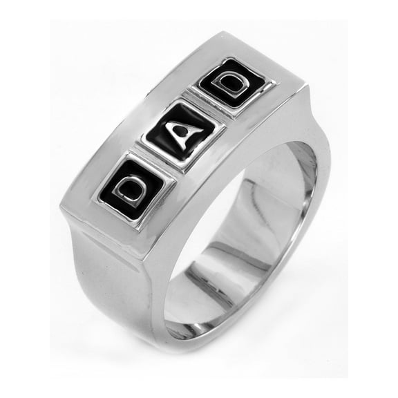 West Coast Jewelry Men's Polished 'DAD' Signet Stainless Steel Ring