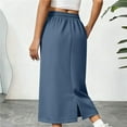 thumbnail image 6 of QATAINLAV Athletic Skirts for Women Drawstring Elastic Waist Midi Skirt Cotton Comfy Sweat Long Skirts with Pocket, Blue, M, 6 of 9