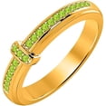 thumbnail image 2 of 925 Sterling Silver Yellow Gold Plated Green Peridot Beautiful Cross Band Ring Women Christmas Gift, 2 of 2