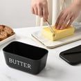 thumbnail image 4 of Januofit Large Plastic Butter Dish With Lid And Knife,Food Grade PP Butter Holder Keeper With Cover For Kitchen Refrigerator Black Butter Container, 4 of 8