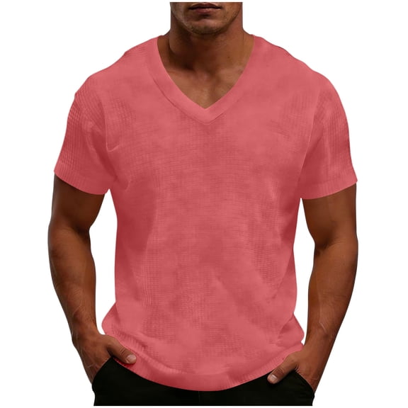 fatyb Big and Tall Men's V Neck T-Shirts Short Sleeve Casual Loose Tees Lightweight Mens Summer Tops