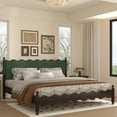 thumbnail image 4 of VIPLOV Wood King Bed Frame with Vintage Wave Headboard,Velvet Upholstered Bed Frame, Mattress Foundation, Easy Assembly, Green, 4 of 6