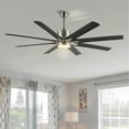 thumbnail image 4 of JONATHAN Y Octo 66" 1-Light Contemporary Industrial Iron/Plastic Mobile-App/Remote-Controlled 6-Speed Ceiling Fan with Integrated LED Light, Nickel/Dark Brown Wood Finish, 4 of 8