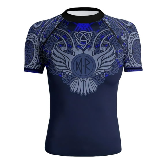 Raven Fightwear Women's Nordic BJJ Rash Guard Short Sleeve MMA Blue
