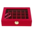 thumbnail image 1 of segolike Étui en Velours Organisateur de Boucles d'Oreilles et de Colliers Présentoir Rangement pour Bijoux Rouge Rose Rouge, 1 of 9